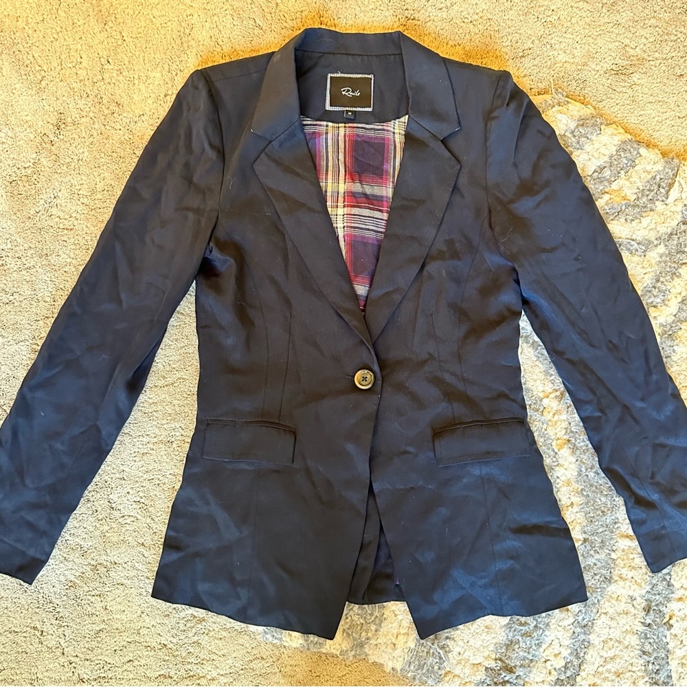NEW Rails Navy Blue Blazer with Leather Elbow Patches Size M RARE!